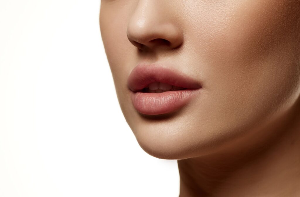 A close up of lips after getting lip-filler